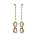 Boucles d'oreille sur Artemare : Boucles d'oreilles pendantes en plaqu&eacute; or cha&icirc;nette avec infini orn&eacute; d'oxydes blancs sertis petit mod&egrave;le &agrave; l'extr&eacute;mit&eacute; et fermoir poussette