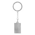 Porte-clef en acier satin&eacute; avec plaque G.I. rectangulaire &agrave; graver - dimensions 20mm X 32mm Artemare