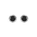 Boucles d'oreille sur Artemare : Boucles d'oreilles tige solitaire en argent rhodi&eacute; oxyde noir de 4mm serti clos