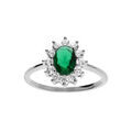 Bagues sur Artemare : Bague en argent rhodi&eacute; collection joaillerie oxyde vert au centre et petits oxydes blancs autour