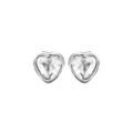 Boucles d'oreille sur Artemare : Boucles d'oreilles en argent rhodi&eacute; oxyde blanc en forme de coeur serti clos et fermoir poussette