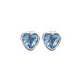 Boucles d'oreille sur Artemare : Boucles d'oreilles en argent rhodi&eacute; oxyde bleu clair en forme de coeur serti clos et fermoir poussette