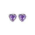 Boucles d'oreille sur Artemare : Boucles d'oreilles en argent rhodi&eacute; oxyde violet en forme de coeur serti clos et fermoir poussette