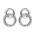 Boucles d'oreille sur Artemare : Boucles d'oreilles en argent rhodi&eacute; 2 cercle emmaill&eacute;s, 1 petit et lisse et l'autre en oxydes blancs et fermoir poussette