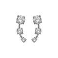 Boucles d'oreille sur Artemare : Boucles d'oreilles en argent rhodi&eacute; 3 oxydes rond blancs mont&eacute;s sur 1 brin en forme de courbe et fermoir poussette