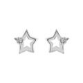 Boucles d'oreille sur Artemare : Boucles d'oreilles en argent &eacute;toile &eacute;vid&eacute;e orn&eacute;e d'1 oxyde blanc et fermoir poussette