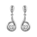 Boucles d'oreille sur Artemare : Boucles d'oreilles pendantes en argent rhodi&eacute; spirale suspendue avec oxyde blanc serti au centre et fermoir poussette