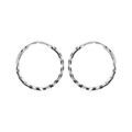 Cr&eacute;oles en Argent rhodi&eacute; fantaisies stri&eacute; noir diam&egrave;tre 22mm