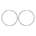 Boucles d'oreille sur Artemare : Cr&eacute;oles en argent rhodi&eacute; fantaisies stri&eacute; noir diam&egrave;tre 37mm