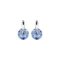 Boucles d'oreilles en argent rhodi&eacute; barrette avec oxyde rond bleu et fermoir poussette Artemare