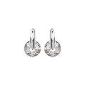 Boucles d'oreilles en argent rhodi&eacute; barrette avec oxyde rond blanc et fermoir poussette