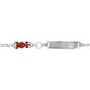 Gourmette pour enfant en argent rhodi&eacute; maille 1+3 avec voiture rouge sur la cha&icirc;ne - largeur 4mm et longueur 14cm + 2cm de rallonge