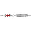 Gourmettes sur Artemare : Gourmette pour enfant en argent rhodi&eacute; maille 1+3 avec voiture rouge sur la cha&icirc;ne - largeur 4mm et longueur 14cm + 2cm de rallonge