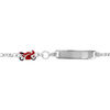 Gourmette pour enfant en argent rhodi&eacute; maille 1+3 avec moto de course rouge sur la cha&icirc;ne - longueur 16cm