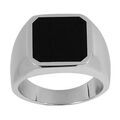Chevali&egrave;re en argent rhodi&eacute; plateau carr&eacute; en onyx synth&eacute;tique 12 X12mm Artemare