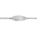 Gourmettes sur Artemare : Gourmette pour b&eacute;b&eacute; en argent maille serr&eacute;e avec plaque ovale et diamantage &eacute;toil&eacute; dans les coins - largeur 2mm et longueur 13cm + 2cm de rallonge