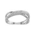 Bague en argent rhodi&eacute; 2 brins crois&eacute;s dont un pav&eacute; d'oxydes blancs