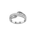 Bagues sur Artemare : Bague en argent rhodi&eacute; 1 brin lisse qui fait un tour et 2 demi-rails d'oxydes blancs