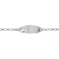 Gourmettes sur Artemare : Gourmette pour b&eacute;b&eacute; en argent maille 1+1 avec plaque ovale et diamantage &eacute;toil&eacute; dans les coins - largeur 2mm et longueur 13cm + 2cm de rallonge