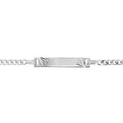 Gourmette pour b&eacute;b&eacute; en argent maille serr&eacute;e avec diamantage &eacute;toil&eacute; dans les coins - largeur 3mm et longueur 14cm + 2cm de rallonge