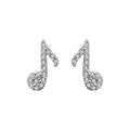 Boucles d'oreille sur Artemare : Boucles d'oreilles en argent rhodi&eacute; croche de musique pav&eacute;e d'oxydes blancs et fermoir poussette