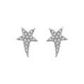 Boucles d'oreille sur Artemare : Boucles d'oreilles en argent rhodi&eacute; &eacute;toile orn&eacute;e d'oxyde blancs avec 1 branche plus longue et fermoir poussette