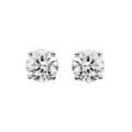Boucles d'oreille sur Artemare : Boucles d'oreilles en argent rhodi&eacute; oxyde rond blanc de 6mm serti 4 griffes et fermoir poussette