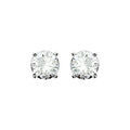 Boucles d'oreille sur Artemare : Boucles d'oreilles en argent rhodi&eacute; oxyde rond blanc de 7mm serti 4 griffes et fermoir poussette