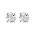 Boucles d'oreille sur Artemare : Boucles d'oreilles en argent rhodi&eacute; oxyde rond blanc de 9mm serti 4 griffes et fermoir poussette