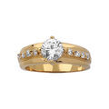 Bague en plaqu&eacute; or demi-rail d'oxydes blancs, bords lisse et oxyde blanc au centre Artemare