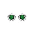 Boucles d'oreille sur Artemare : Boucles d'oreilles en argent rhodi&eacute; collection joaillerie 1 gros oxyde vert au centre avec contour en oxydes blancs et fermoir poussette