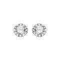 Boucles d'oreille sur Artemare : Boucles d'oreilles en argent rhodi&eacute; collection joaillerie 1 gros oxyde blanc au centre avec contour en oxydes blancs et fermoir poussette