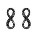 Boucles d'oreille sur Artemare : Boucles d'oreilles en argent rhodi&eacute; infini en rail d'oxydes noirs sertis grand mod&egrave;le et fermoir poussette