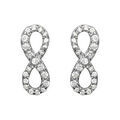 Boucles d'oreilles en argent rhodi&eacute; motif infini pav&eacute; d'oxydes blancs sertis grand mod&egrave;le et fermoir poussette