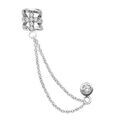 Boucles d'oreille sur Artemare : Boucle d'oreille "ear cuff" en argent rhodi&eacute; pince orn&eacute;e d'une croix en oxydes blancs, 2 cha&icirc;nettes reli&eacute;es &agrave; 1 clou surmont&eacute; d'1 oxyde blanc serti clos (&agrave; l'unit&eacute;)