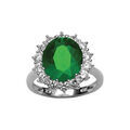 Bagues sur Artemare : Bague en argent rhodi&eacute; collection joaillerie orn&eacute;e d'1 gros oxyde vert au centre entour&eacute; de petits oxydes blancs