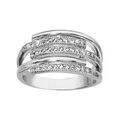 Bague en argent rhodi&eacute; 5 brins dont 3 en oxydes blancs sertis Artemare