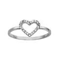 Bagues sur Artemare : Bague en argent rhodi&eacute; coeur ajour&eacute; en oxydes blancs sertis