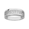 Bague en argent rhodi&eacute; avec double rang&eacute;e d'oxydes blancs sertis