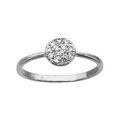 Bague en argent rhodi&eacute; petit rond pav&eacute; d'oxydes blancs sertis