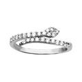 Bague en argent rhodi&eacute; serpent en oxydes blancs qui fait le tour