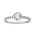 Bague en argent rhodi&eacute; avec oxyde blanc central et contour et demi anneau orn&eacute;s d'oxydes blancs