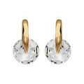 Boucles d'oreille sur Artemare : Boucles d'oreilles en plaqu&eacute; or barrette avec oxyde rond blanc et fermoir poussette