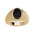 Chevali&egrave;re en plaqu&eacute; or plateau oval en onyx synth&eacute;tique 9 X7mm Artemare