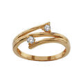 Bagues sur Artemare : Bague en plaqu&eacute; or 2 branches avec 2 oxydes blancs dans les intervalles