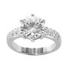 Bague en argent rhodi&eacute; solitaire en oxyde blanc serti 6 griffes et petit oxydes blancs sertis sur l'anneau