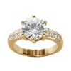 Bague en vermeil solitaire en oxyde blanc serti 6 griffes et petit oxydes blancs sertis sur l'anneau