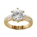 Bagues sur Artemare : Bague en vermeil solitaire en oxyde blanc serti 6 griffes et petit oxydes blancs sertis sur l'anneau