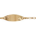 Gourmettes sur Artemare : Gourmette pour b&eacute;b&eacute; en plaqu&eacute; or maille 1+1 avec plaque ovale et diamantage &eacute;toil&eacute; dans les coins - largeur 2mm et longueur 13cm + 2cm de rallonge