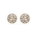 Boucles d'oreille sur Artemare : Boucles d'oreilles en plaqu&eacute; or ronde pav&eacute; d'oxydes blancs sertis et fermoir poussette